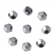 Faceted glass beads Bicone 4mm Jet hematite